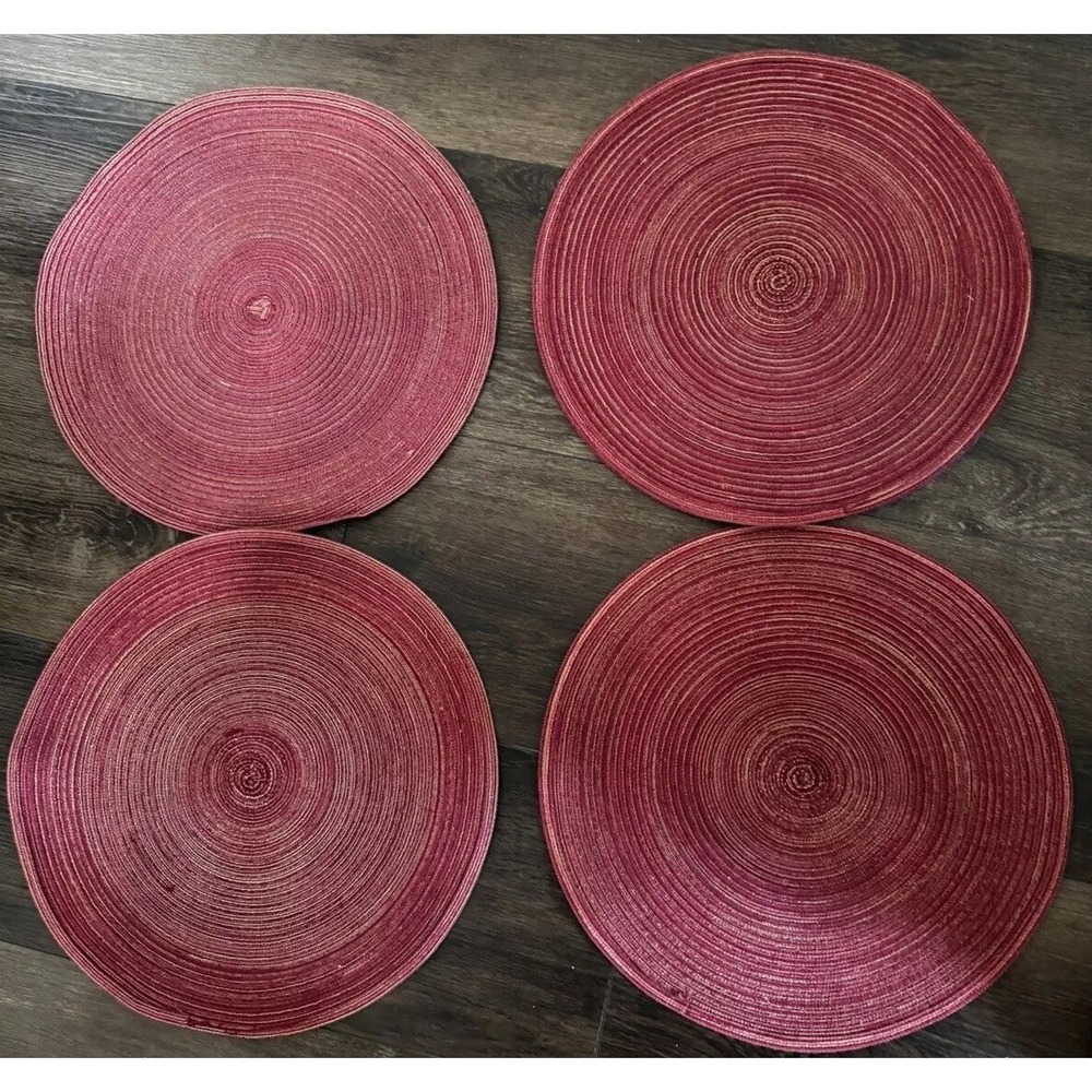 5 Red Wicker Rattan Round Placemats Chargers 15 1/2" - Picture 2 of 5
